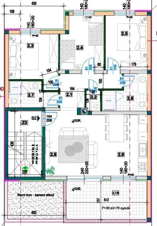 Трехкомнатная квартира с большой террасой 11