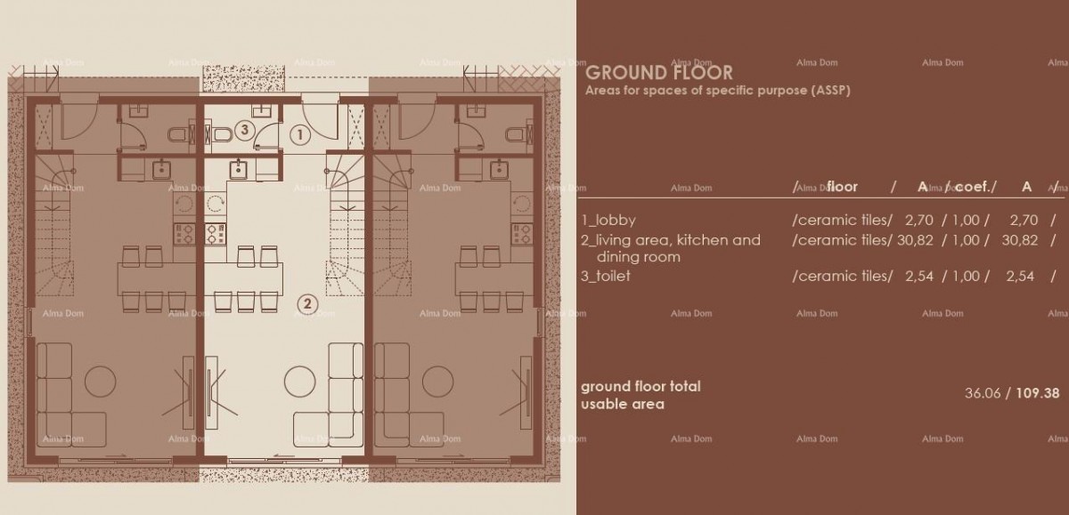 Medulin, Moderni troetažni apartman s pogledom na more, tri zasebna apartmana.A2 6