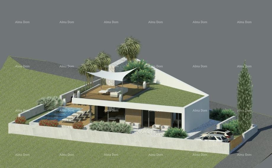 VODNJAN, Moderna prizemnica s bazenom i krovnom terasom s pogledom na more 2