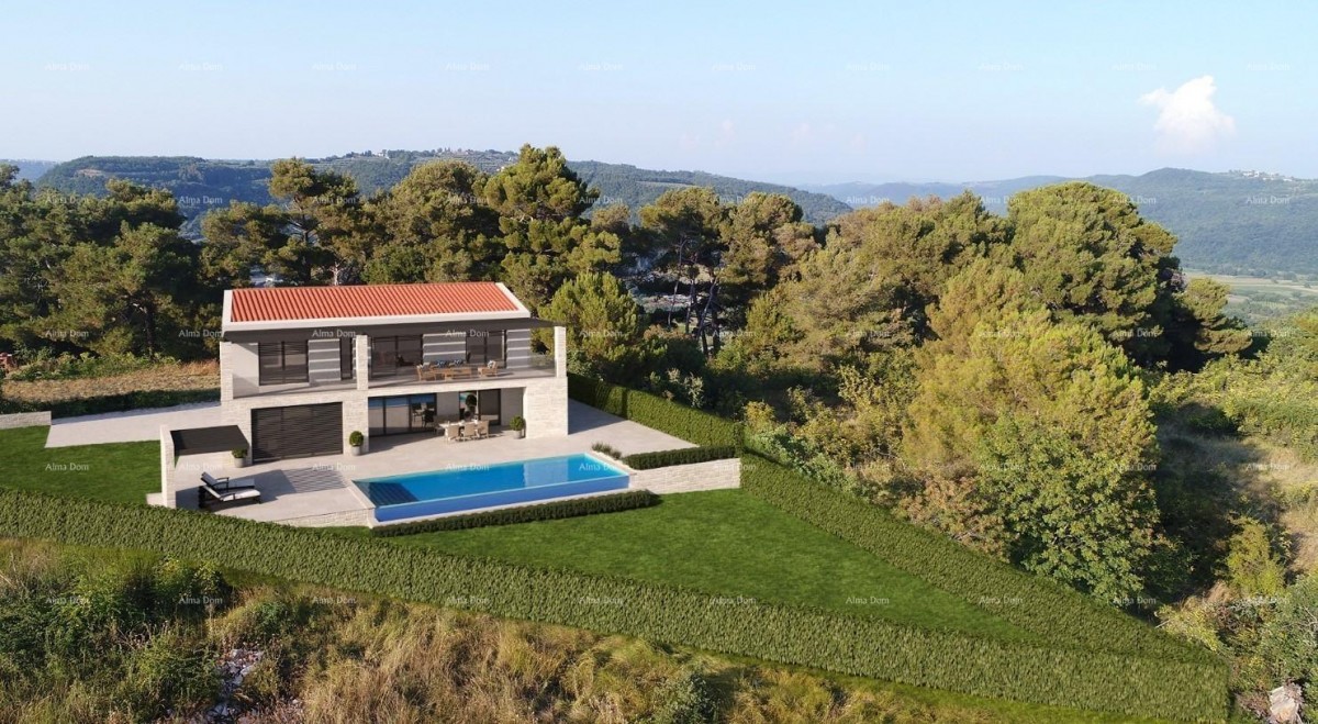 Na prodaju građevinsko zemljište s projektom kuće i bazenom – Vrh, Kaštel, Buje 2