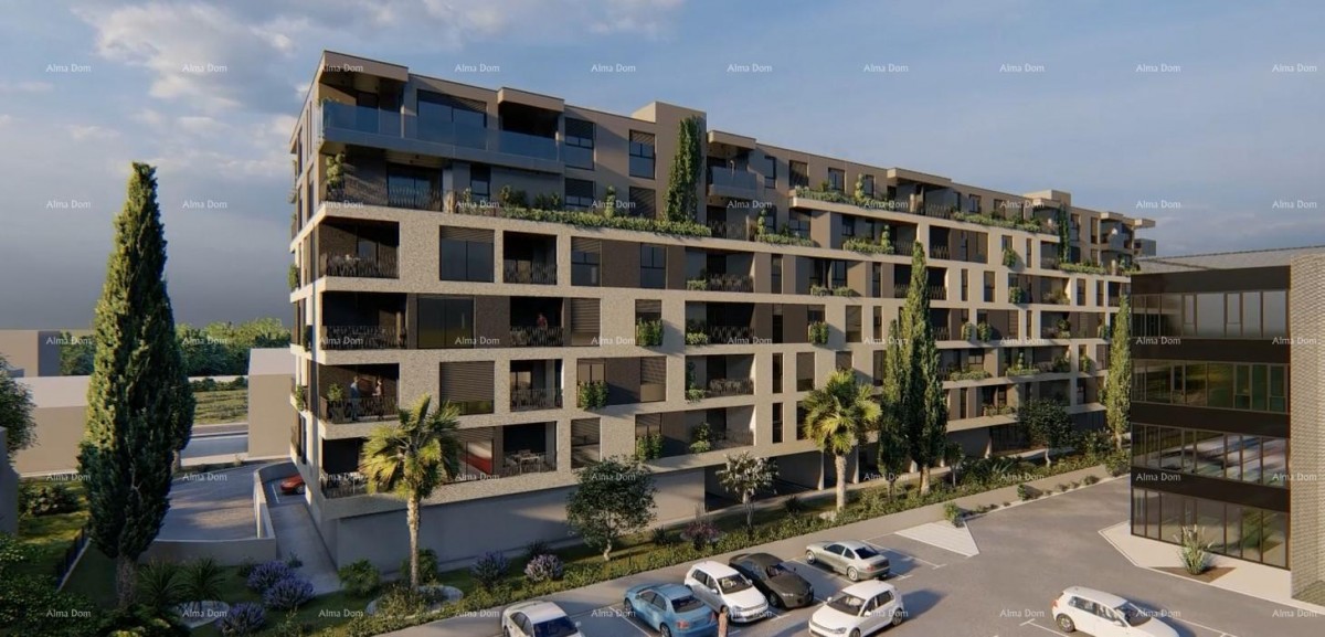 Pula! Edificio residenziale moderno con ascensore, vicino al centro. Appartamento con posto auto e cantina S84. 6