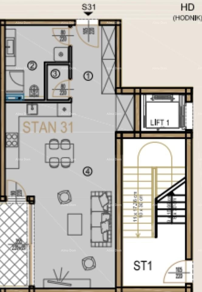 Poreč - prodaja stanovanja v poslovno-stanovanjskem, modernem kompleksu. S31 6