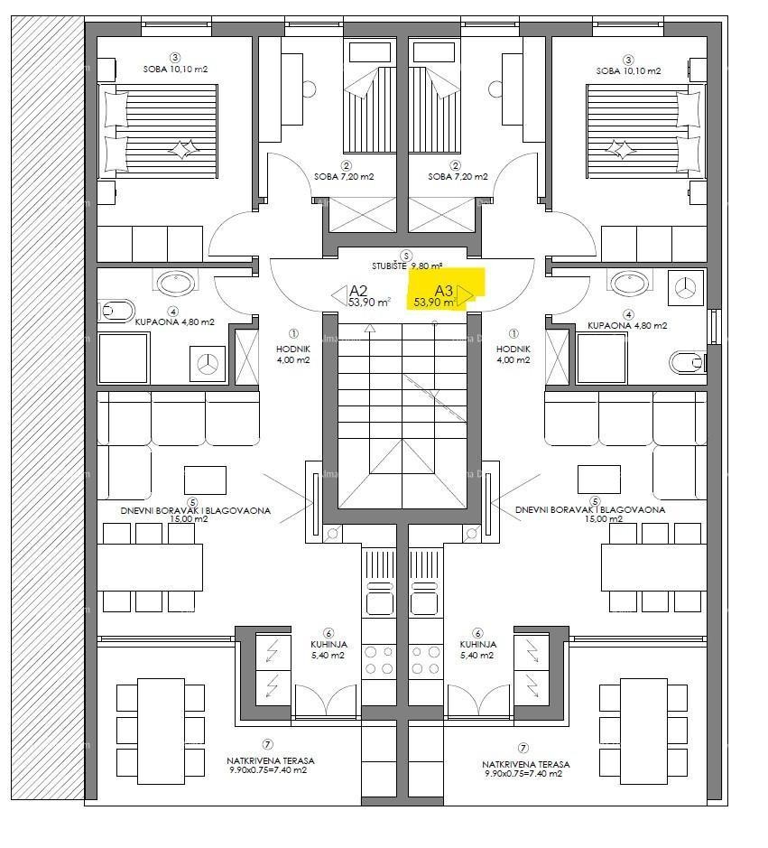 Stan A3 – moderna novogradnja v mirnem delu Pule 7