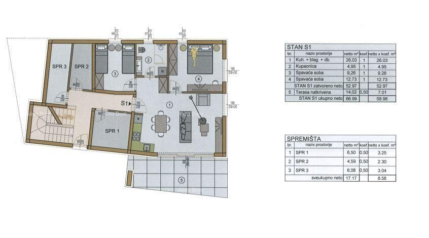 Dvosoban stan z velikim vrtom 100 metrov do obale. 10