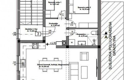 Двухкомнатная квартира в тихом месте недалеко от Пулы