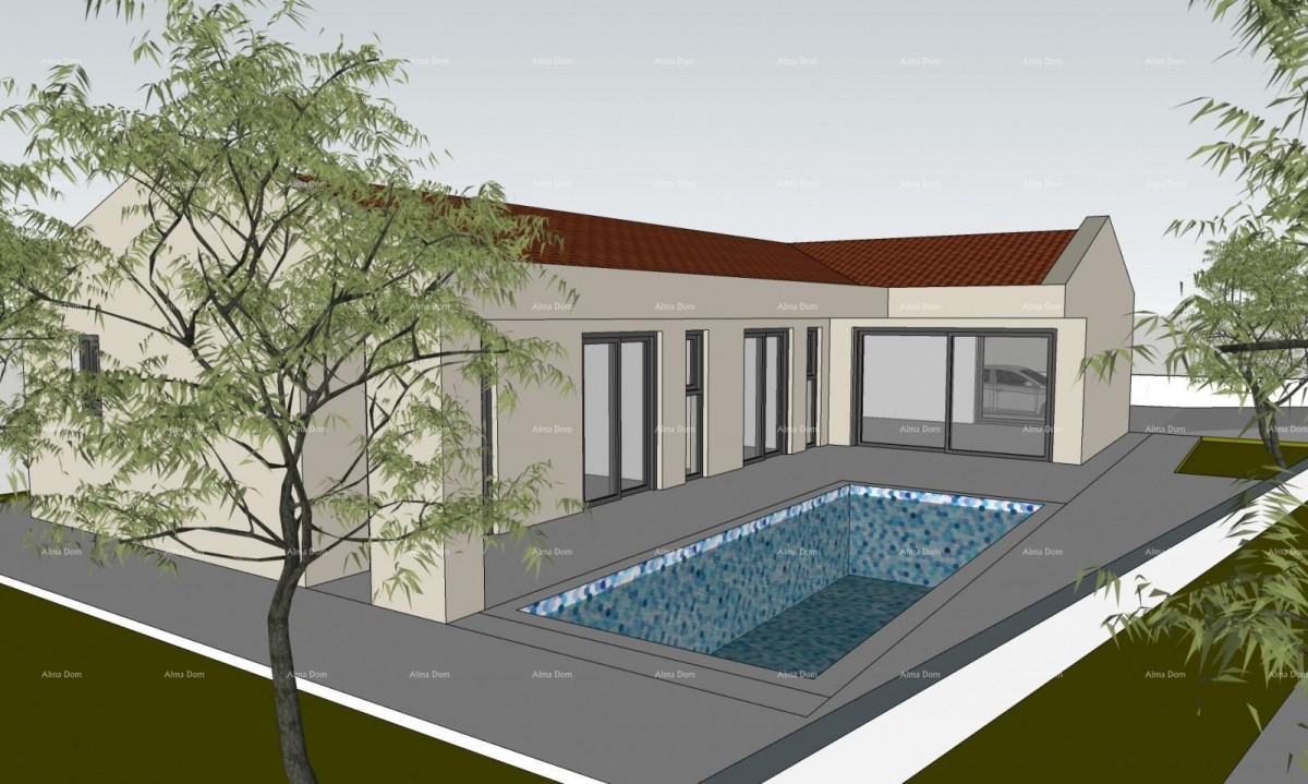 VENDITA – Terreno edificabile con permesso di costruzione e progetto di casa con piscina, Marčana! 2