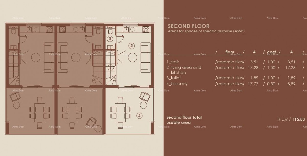 Medulin, Moderno trilocale con vista mare, A3 8