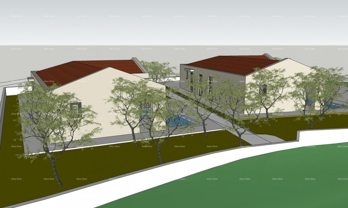 Sale - two construction plots with valid permits for building houses with pools, Marčana! Construction can start immediately! 2