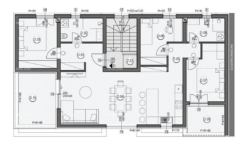 Prodaja stanov v gradnji - nov stanovanjski kompleks, Pula! Stan D zg A1 7