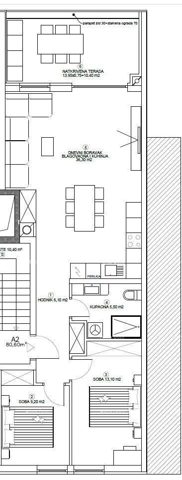PULA, NOVOGRADNJA, STAN 80,7 m² S TERASO IN PARKIRNIM MESTOM 5