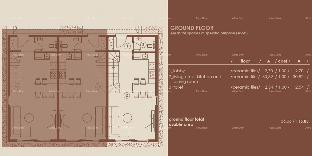 Медулин, Современная трехкомнатная квартира с видом на море, A3 6