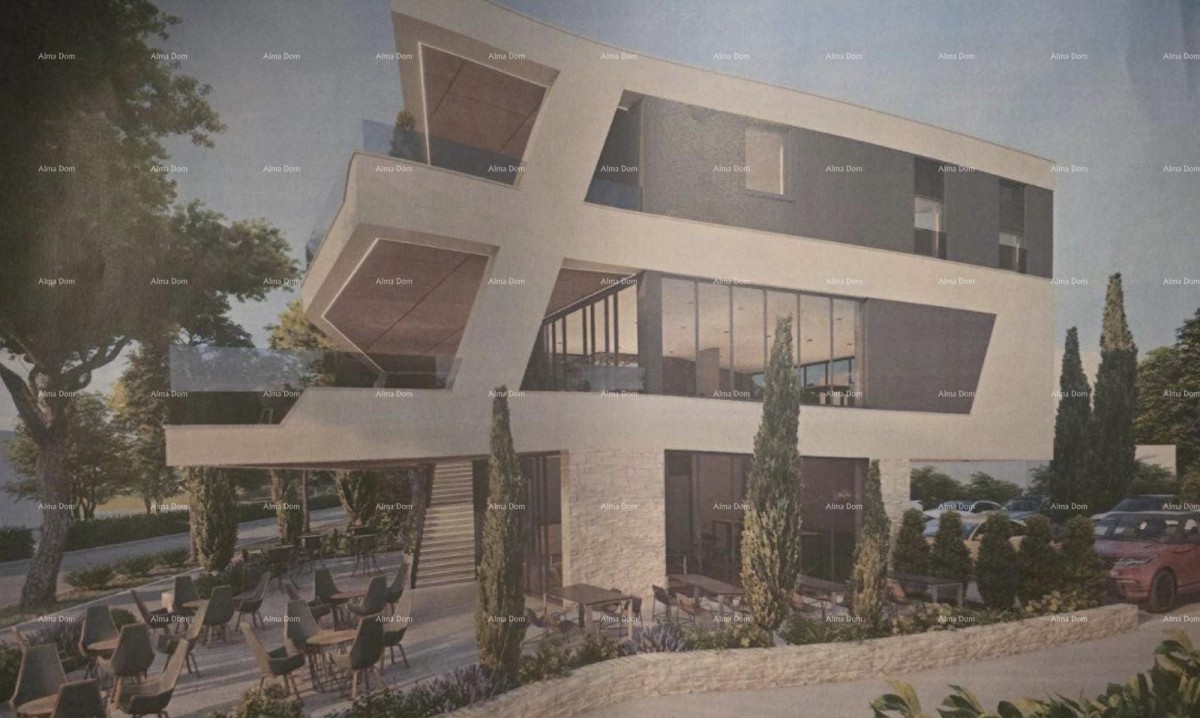 Продажа земельного участка под строительство с готовым проектом для строительства офисного здания, Медулин! 4