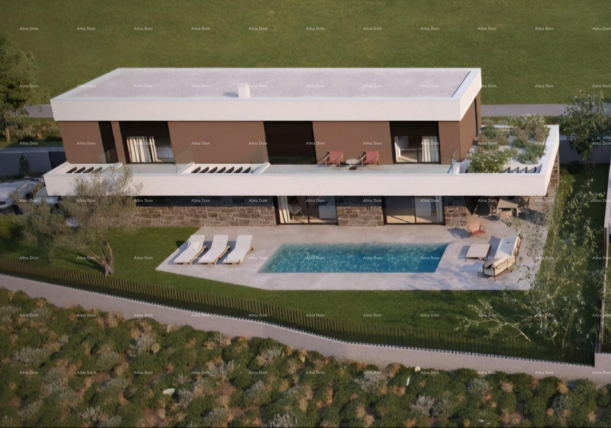 Kanfanar, casa moderna in fase di Roh-bau 2