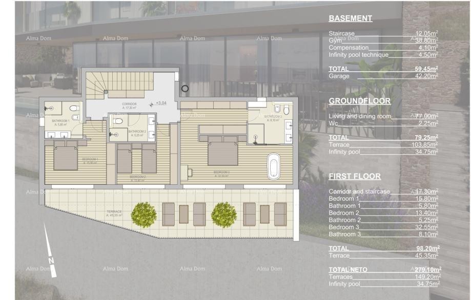 Продается недавно построенный современный особняк с бассейном недалеко от Буе 10