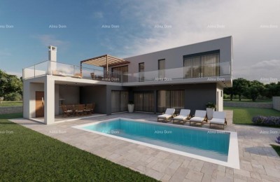 Building plot with a project of a villa with a swimming pool, Rebići