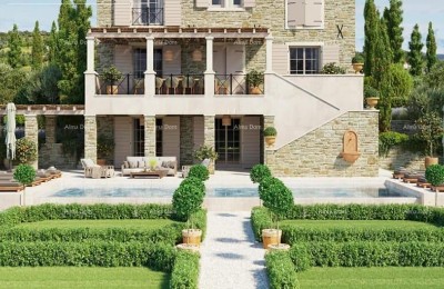 Motovun – Building land of 1,965 m² with a villa project and a view of nature