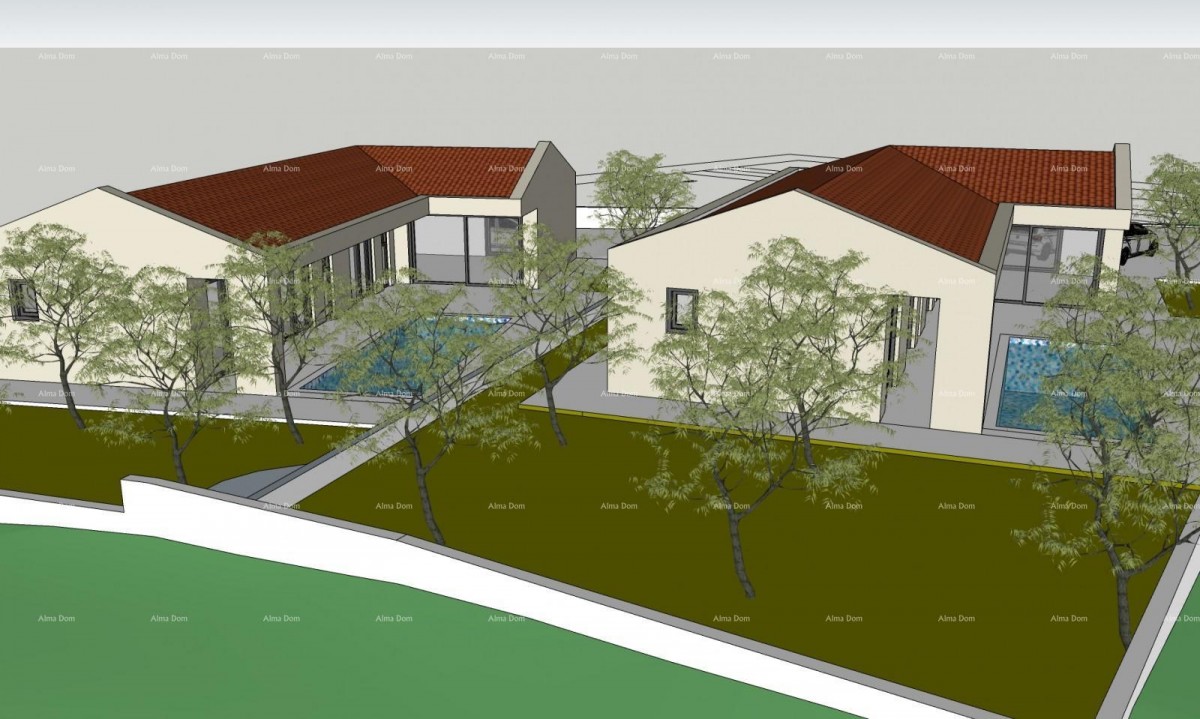 Sale - two construction plots with valid permits for building houses with pools, Marčana! Construction can start immediately! 3