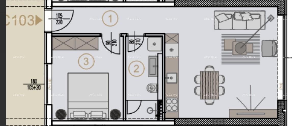 Prodaja stanov v novem poslovno-stanovanjskem projektu, Poreč, C103 12