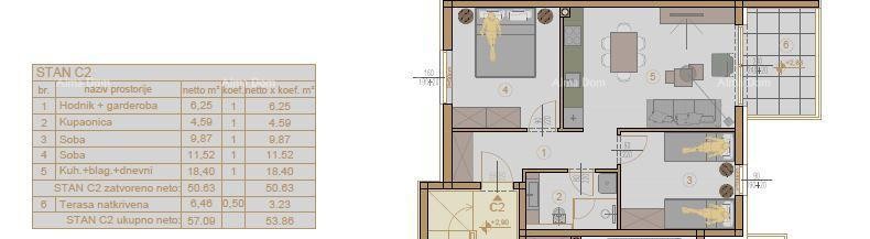 NUOVA COSTRUZIONE A PULA – APPARTAMENTO CON DUE CAMERE DA LETTO E LOGGIA 7