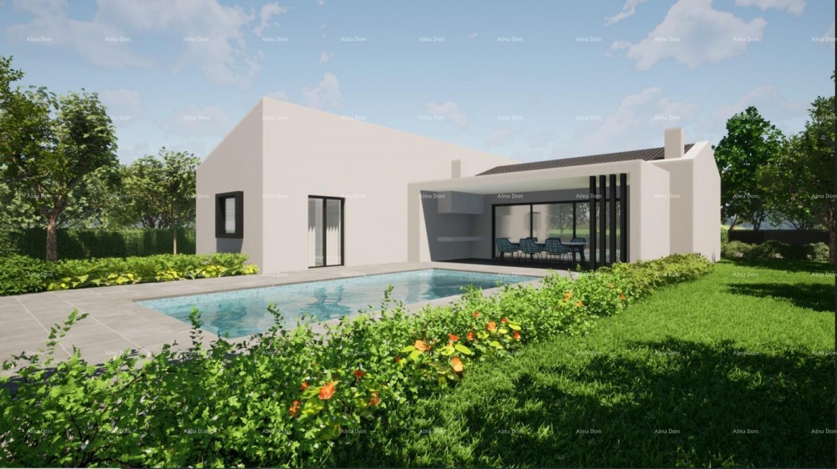 Project of a house with a swimming pool in Kršan 1
