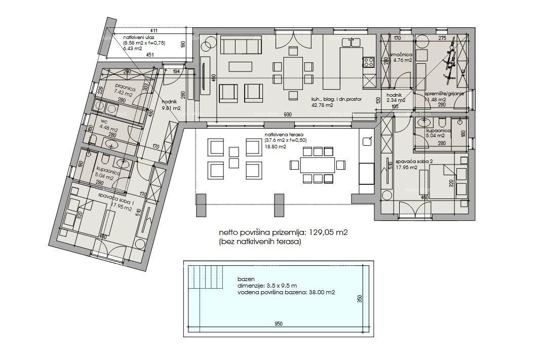 Vendita - terreno edificabile con progetto per la costruzione di una villa unifamiliare, Žminj V1 2