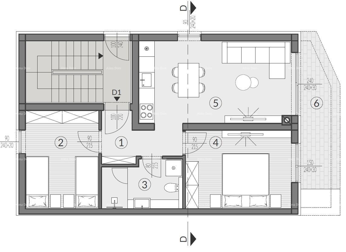 PULA, Valdebek - Prodaja stana u prizemlju s vrtom / D1 7