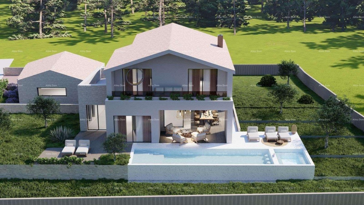 Tinjan – Gradbena parcela 1.152 m² z dovoljenjem in projektom za hišo s bazenom 2