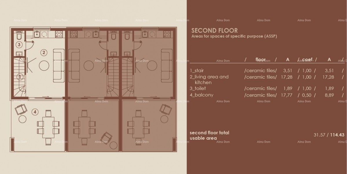 Medulin, Moderni troetažni apartman s pogledom na more, A1 8