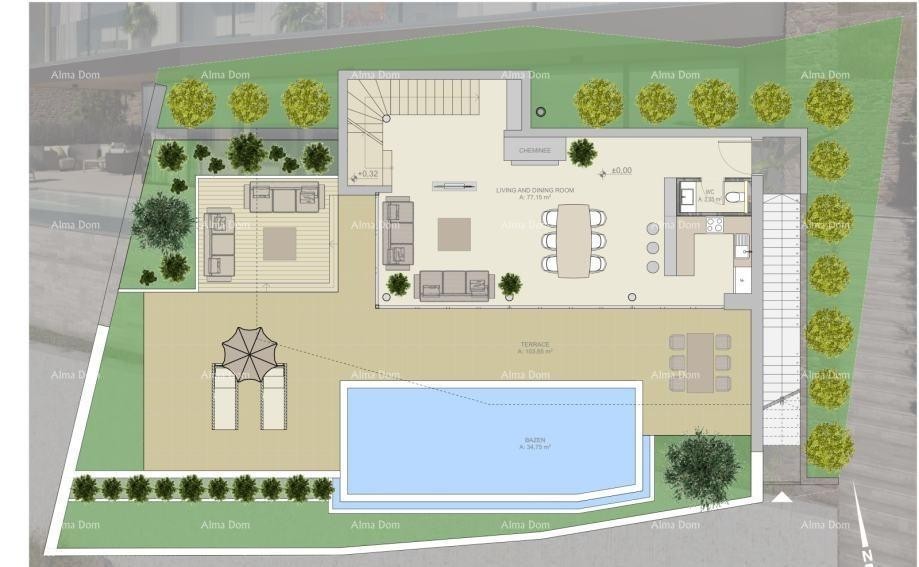 Продается недавно построенный современный особняк с бассейном недалеко от Буе 8