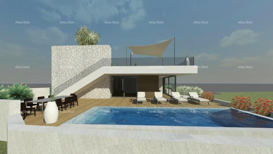 VODNJAN, Moderna prizemnica s bazenom i krovnom terasom s pogledom na more 6