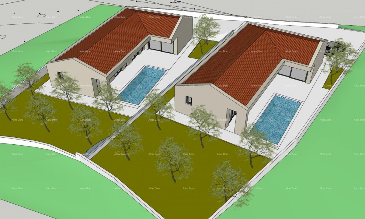 Sale - two construction plots with valid permits for building houses with pools, Marčana! Construction can start immediately! 4