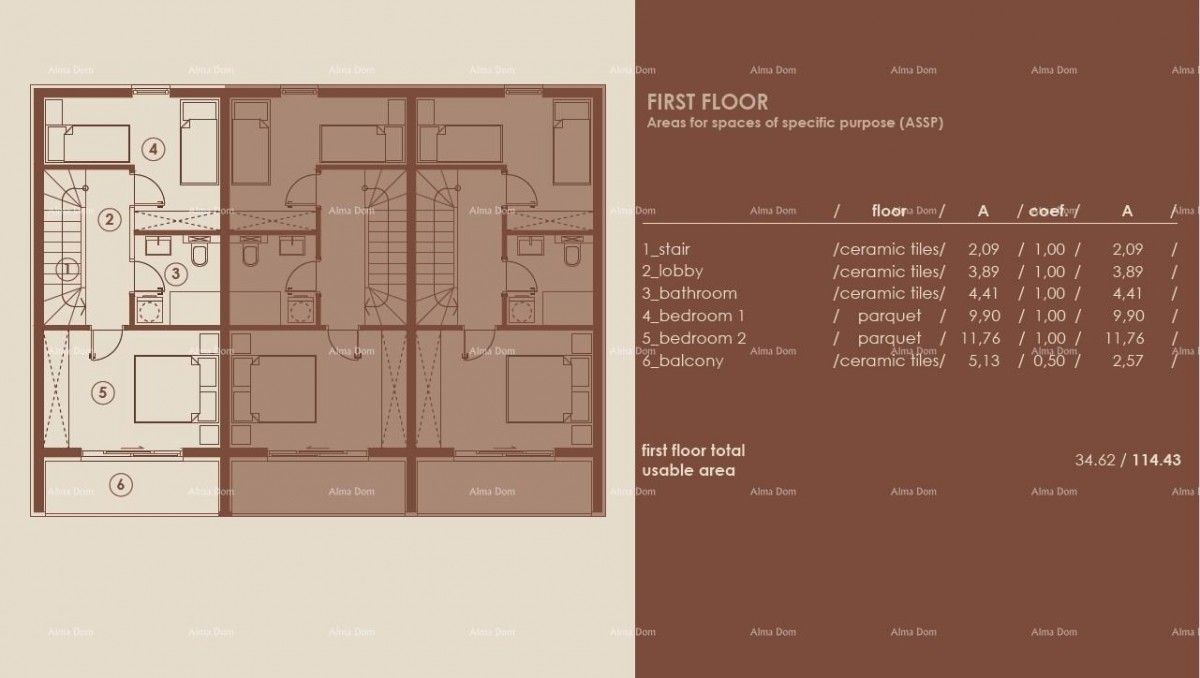 Medulin, Moderni troetažni apartman s pogledom na more, A1 7