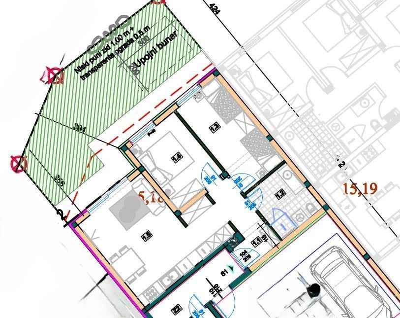 Двухкомнатная квартира на первом этаже с садом 10