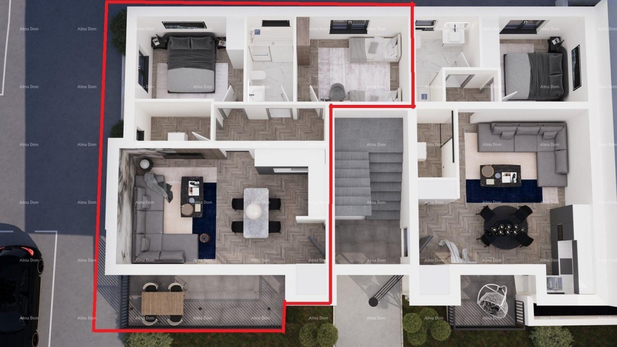 ŽMINJ – двухкомнатная квартира на первом этаже, идеальная для семьи (Апартамент D) 2