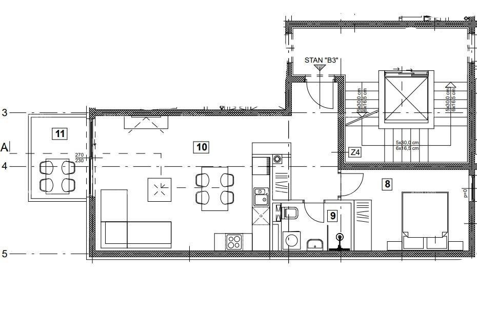 Enosobno stanovanje B3 v 3. nadstropju s KROVNIM TERASO, Vabriga! 3