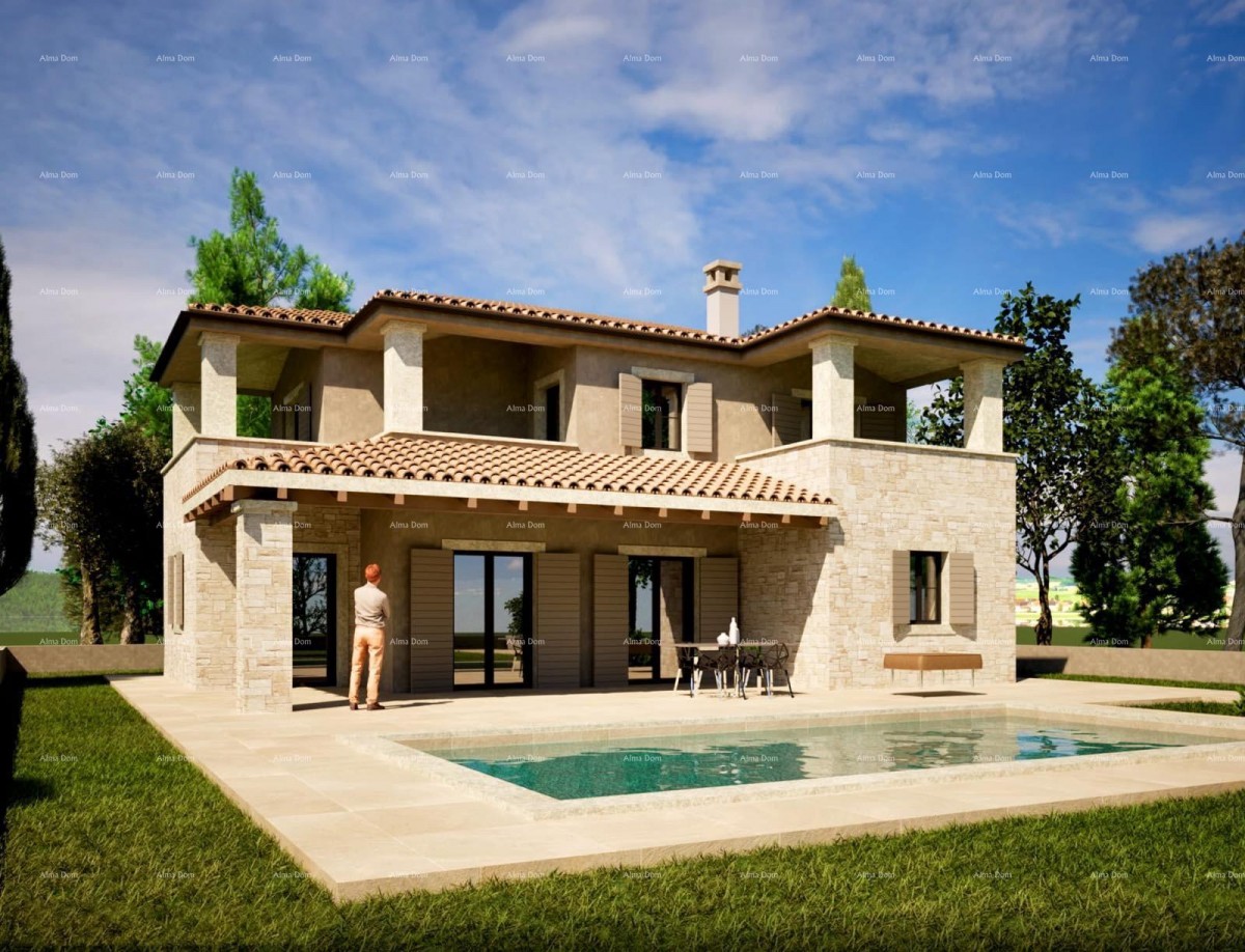 Дом с бассейном и видом на море, Каштелир 1