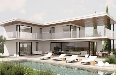 Kaštelir – modern villa with a pool and sea view