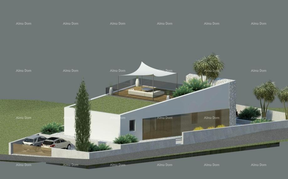 VODNJAN, Moderna prizemnica s bazenom i krovnom terasom s pogledom na more 8