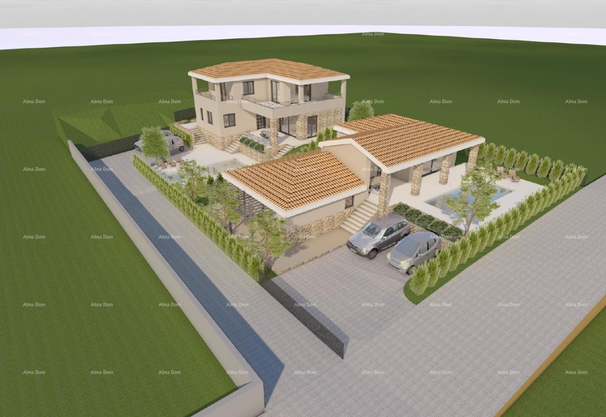 Istra. Bibići. Vendita di terreno edificabile con progetto, Bibići 1