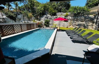 Pješčana Uvala – Hiša s bazenom in ločenim apartmajem, pogled na morje, 300 m od plaže