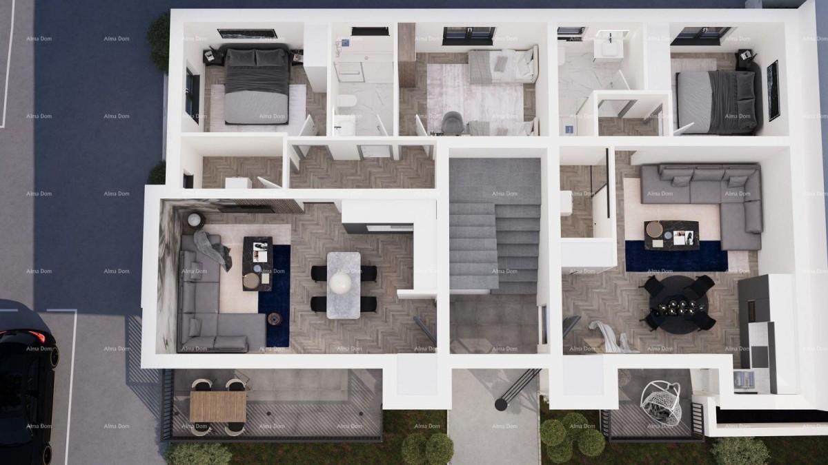 ЖМИНЬ – современная квартира на первом этаже с террасой (Апартаменты F) 2