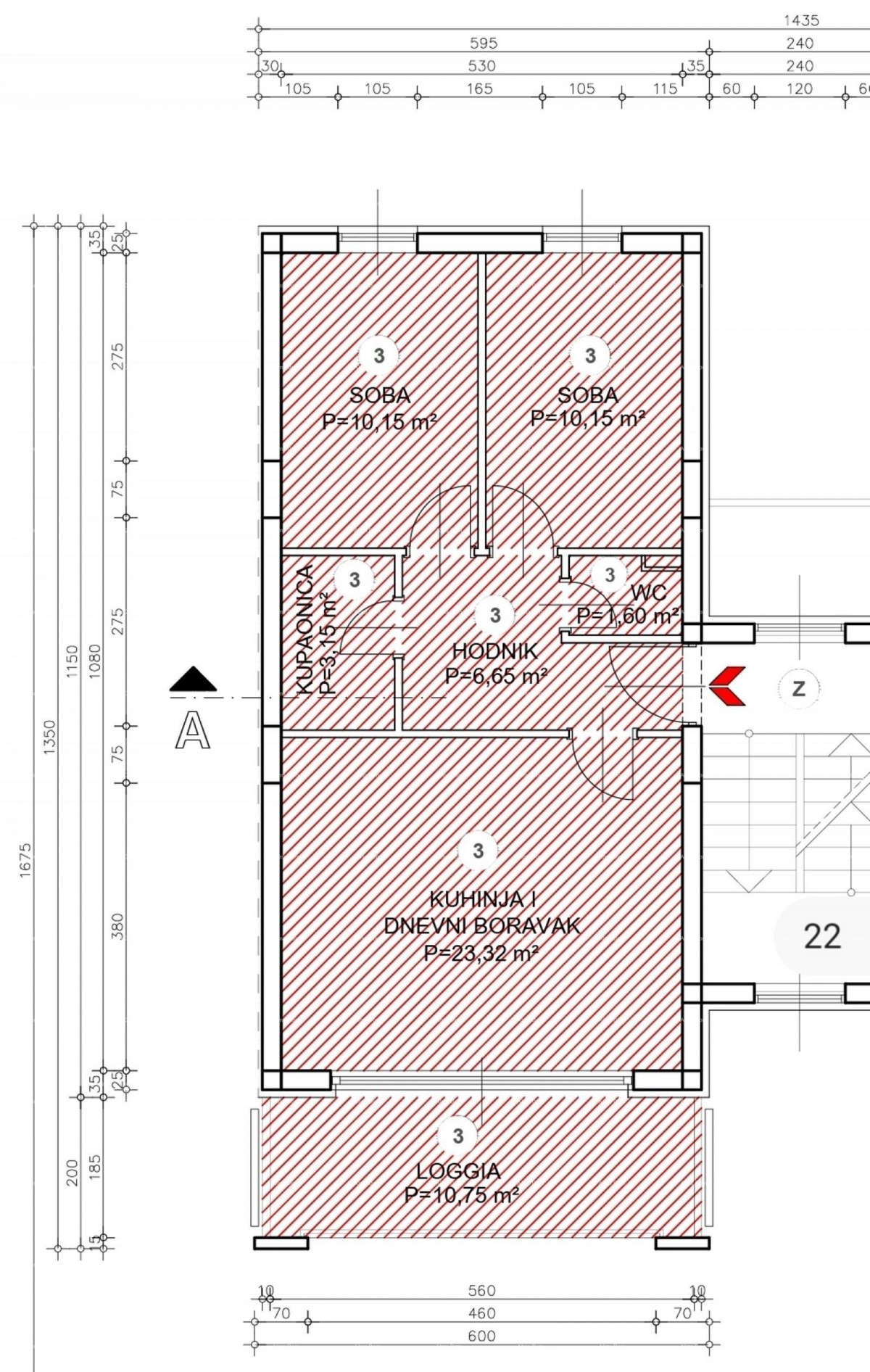 Buje – stan v novogradnji, 68 m², parkirišče in shrambe 2