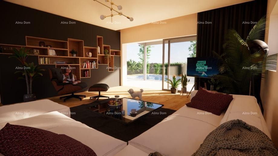 Продаем красивый двухуровневый дом с бассейном и видом на море и Бриюну, в Галижане. 3