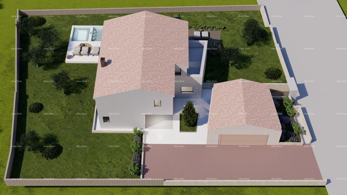 Tinjan – Gradbena parcela 1.152 m² z dovoljenjem in projektom za hišo s bazenom 10