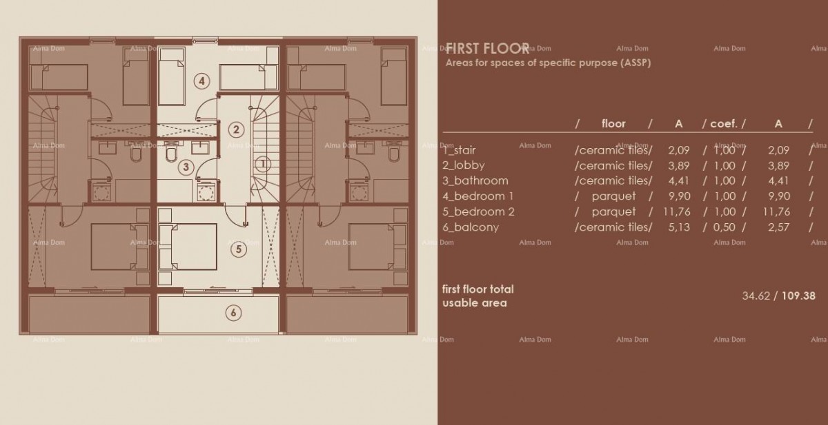 Medulin, Moderni troetažni apartman s pogledom na more, tri zasebna apartmana.A2 7