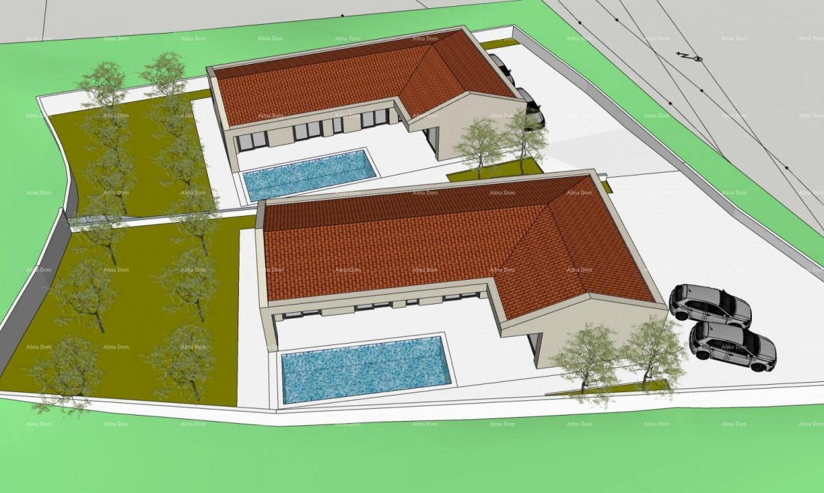 Sale - two construction plots with valid permits for building houses with pools, Marčana! Construction can start immediately! 6