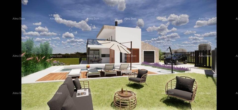 Sale of building land with construction started, view of Motovun 2