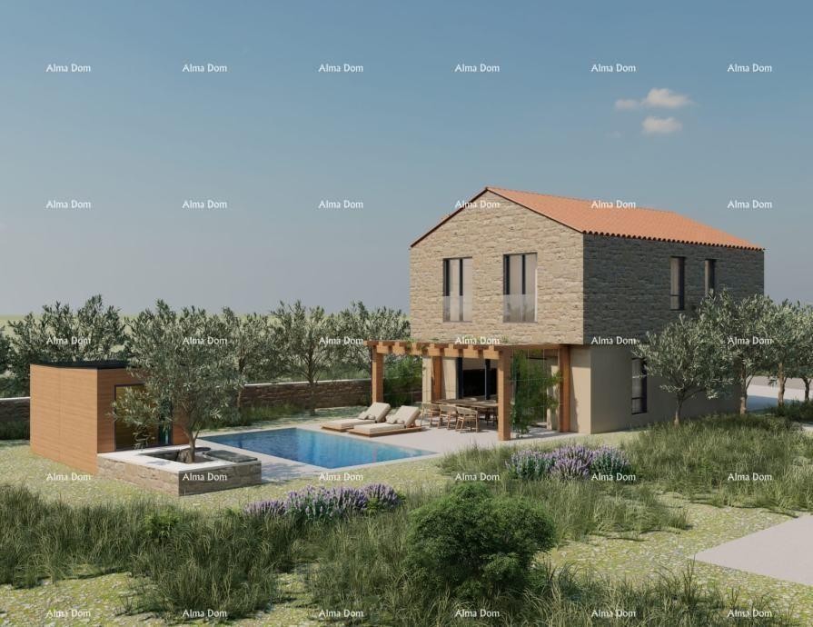 Vodnjan. House under construction with pool and Svetvinčenat, land with building permit! 11